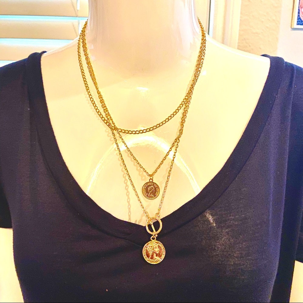 3-Layer Gold Coin Necklace